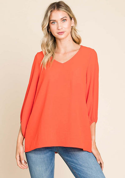 Bell Sleeve V-Neck Top in a size XL