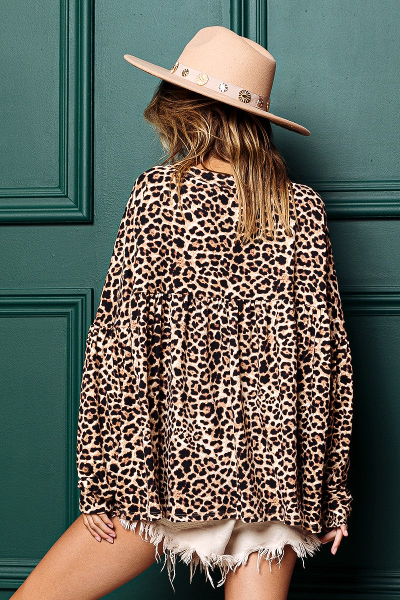 Leopard Printed Tiered Top