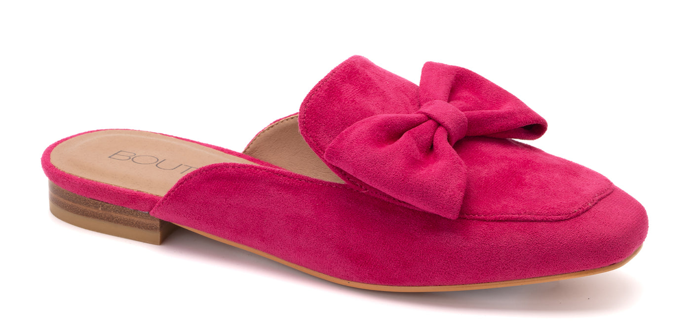 Fucshia Suede Mule Corkys in a size 10