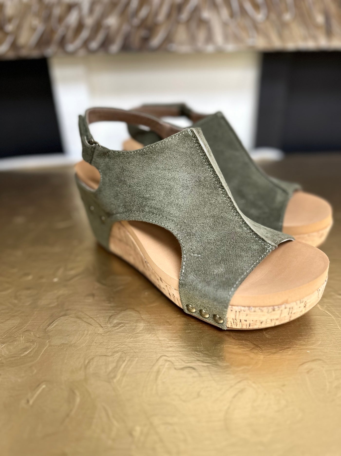 Olive Suede Corkys