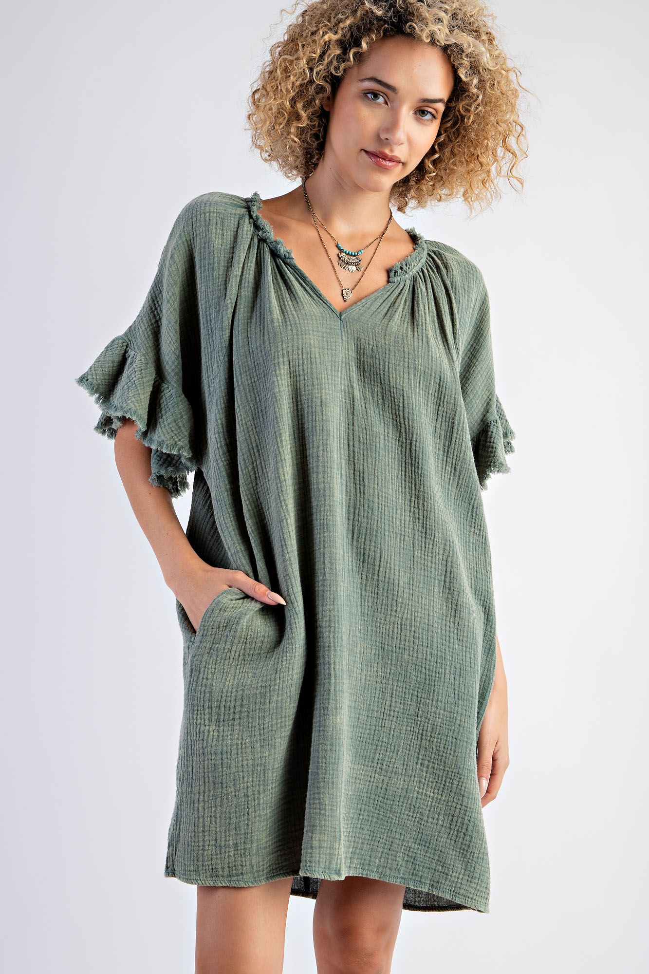 Mineral Washed Cotton Gauze Dress