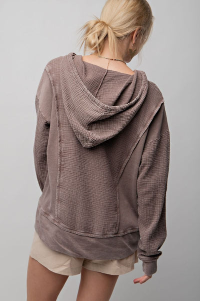 Mineral Washed Cotton Gauze Hoodie