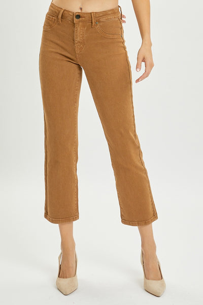 Mid-Rise Straight Crop Pants
