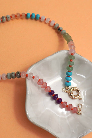 Natural Semi-Precious Stone Beaded Necklace