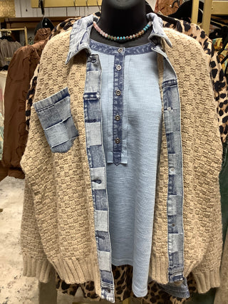 Rib Knit Casual Henley Top