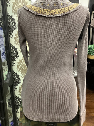 Embroidered Neck Thermal Top