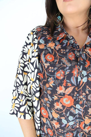 Mixed Pearl Black Floral Top