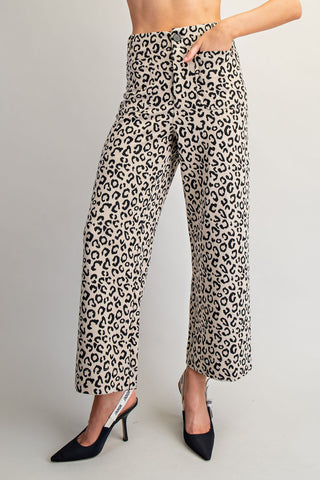 Leopard Printed Zipper Front Pants