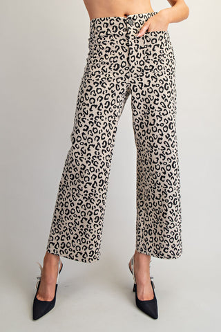 Leopard Printed Zipper Front Pants