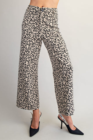 Leopard Printed Zipper Front Pants
