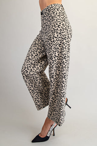 Leopard Printed Zipper Front Pants