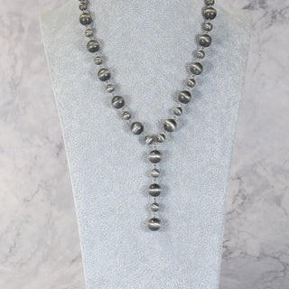 Large Silver Burnished Bead Necklace