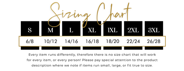 Sizing Tips Sizing Guidelines – Details Boutique Shop