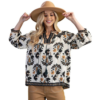 Bohemian Floral Fall Plus Size Top
