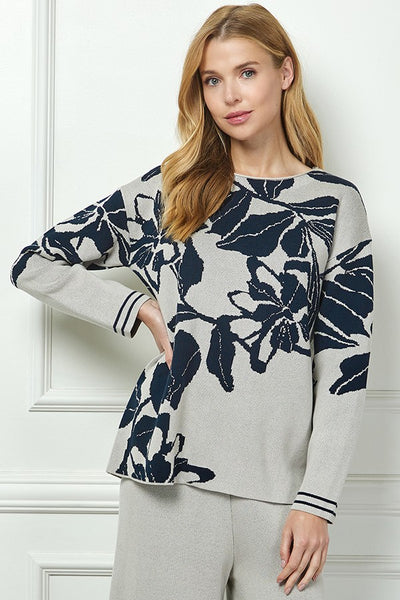 Flower Jacquard Sweater Set