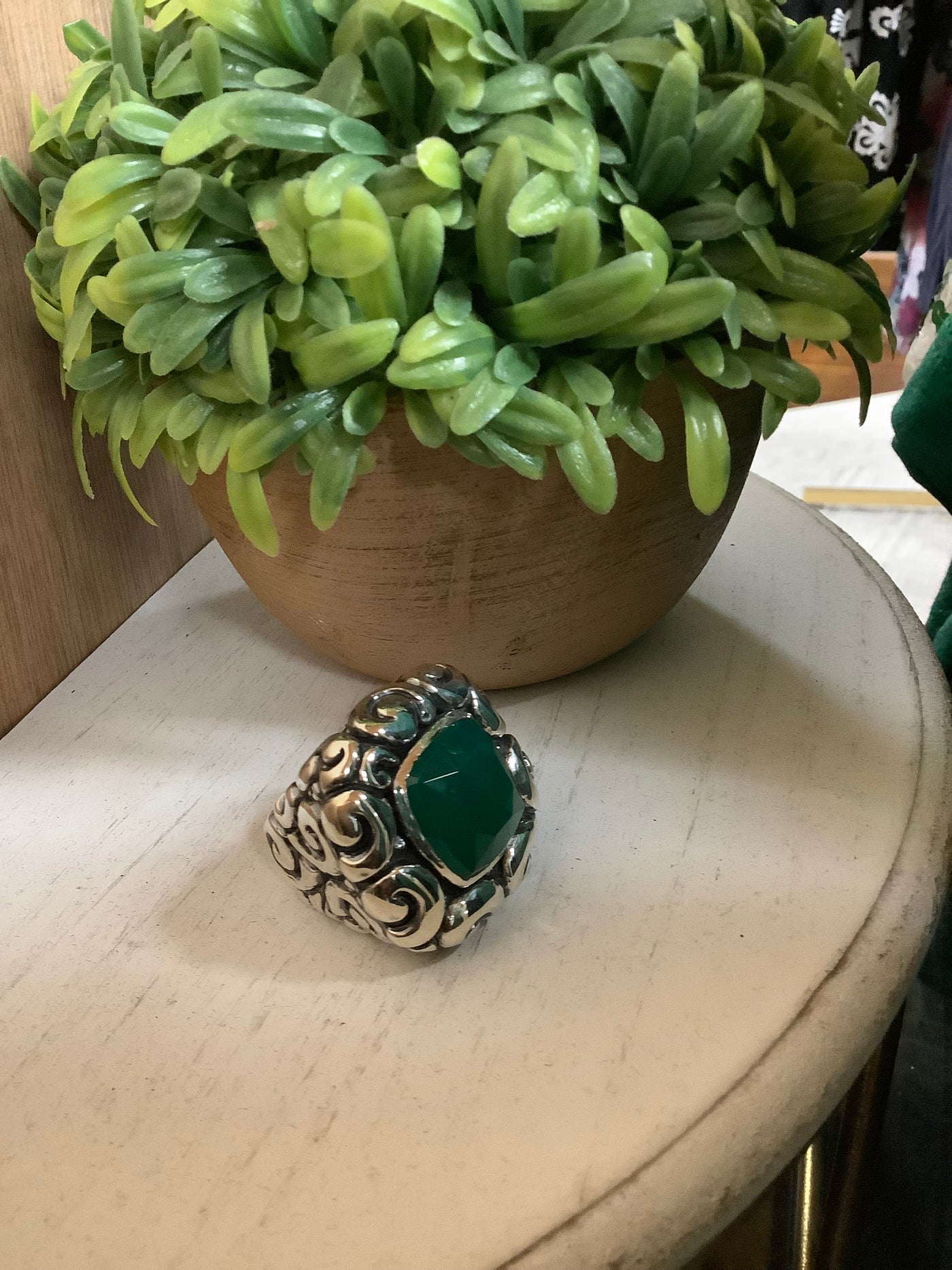 Green Faceted Ring