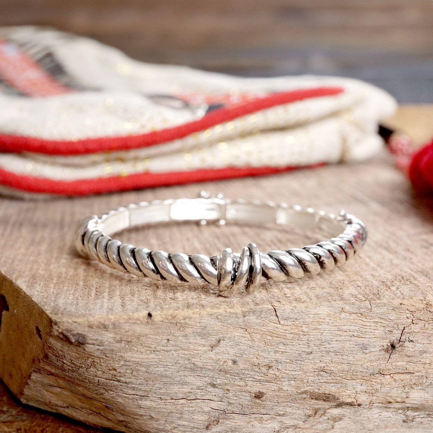 Timeless Layering Textured Bangles Bracelets Silver tone 8 styles: Twist - Silver