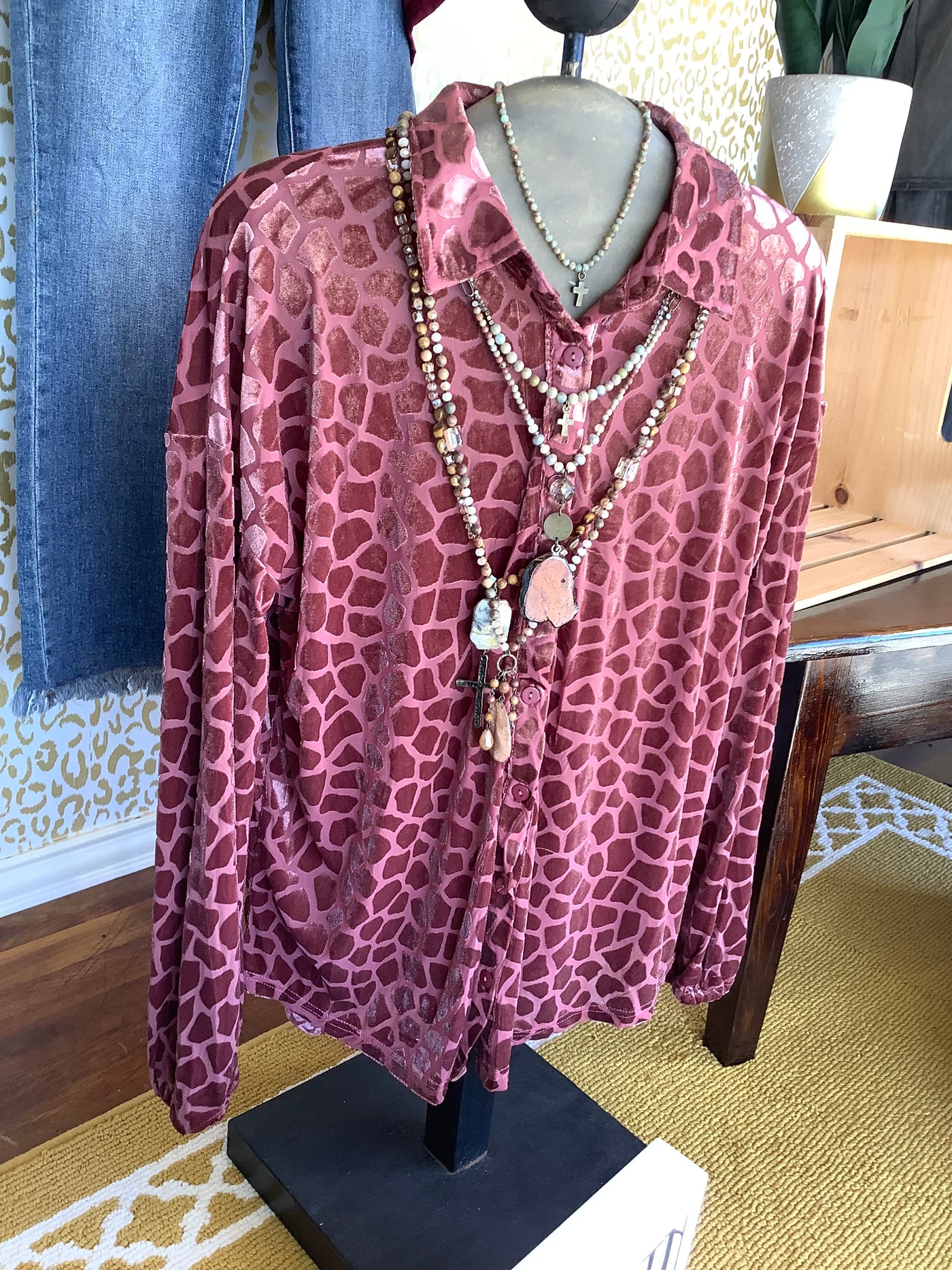 Burnout Animal Velvet Top