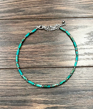 Handmade 15" Cylindrical Gemstone Necklace