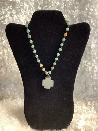 Amazonite Cross Necklace