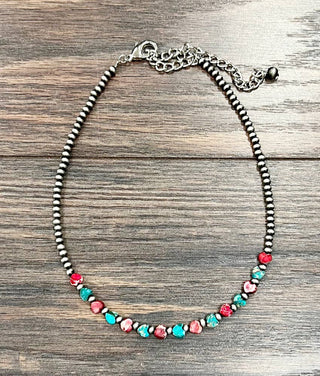 15" Handmade Navajo, Heart Gemstone Necklace