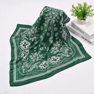 Western Bandana Green Silk Scarf
