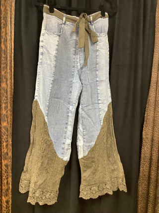 Wild West Lace Rhapsody Denim Lace Flare Pants