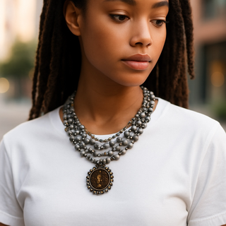 Grey Picasso Jasper Layered Necklace