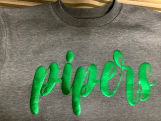 Green Metallic Puff Piper Sweatshirt