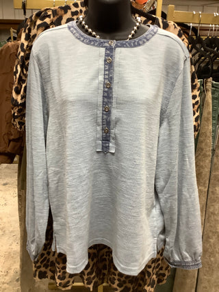 Rib Knit Casual Henley Top