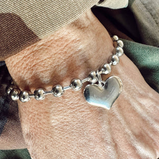 Stainless Steel Heart Charm Bracelet