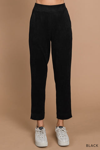 Faux Suede Cropped Wide Leg