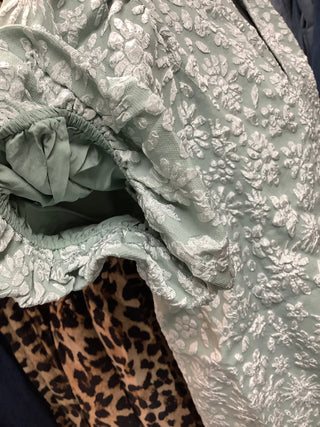 Mint White Puffy Floral Top