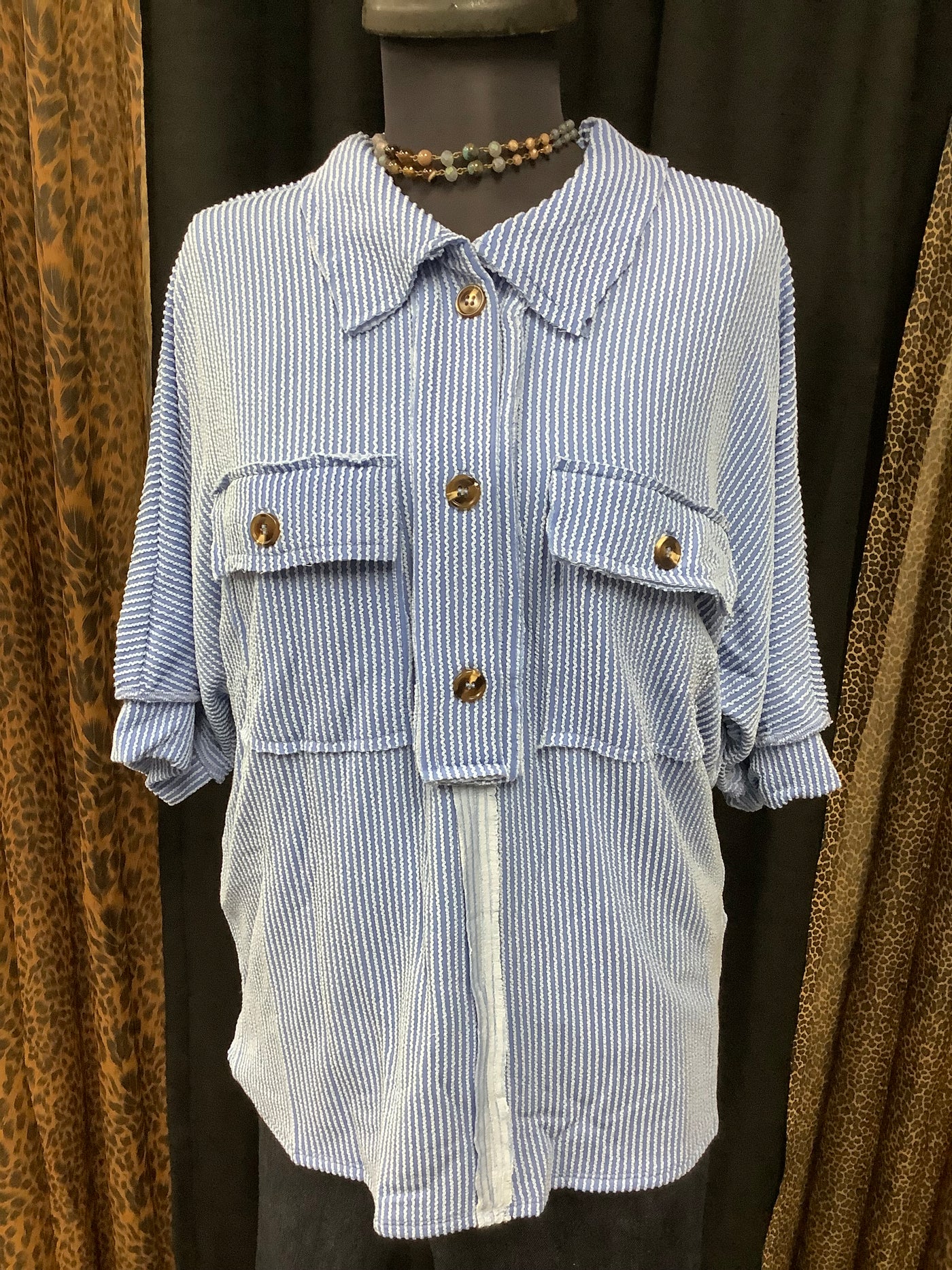 Cord Rib Denim Blouse