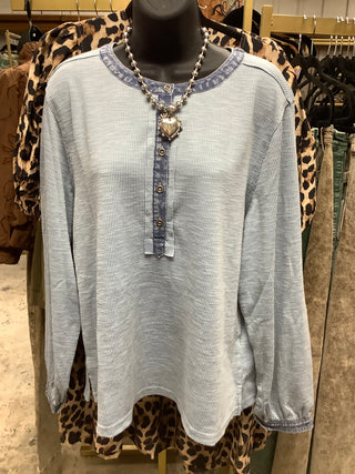 Rib Knit Casual Henley Top