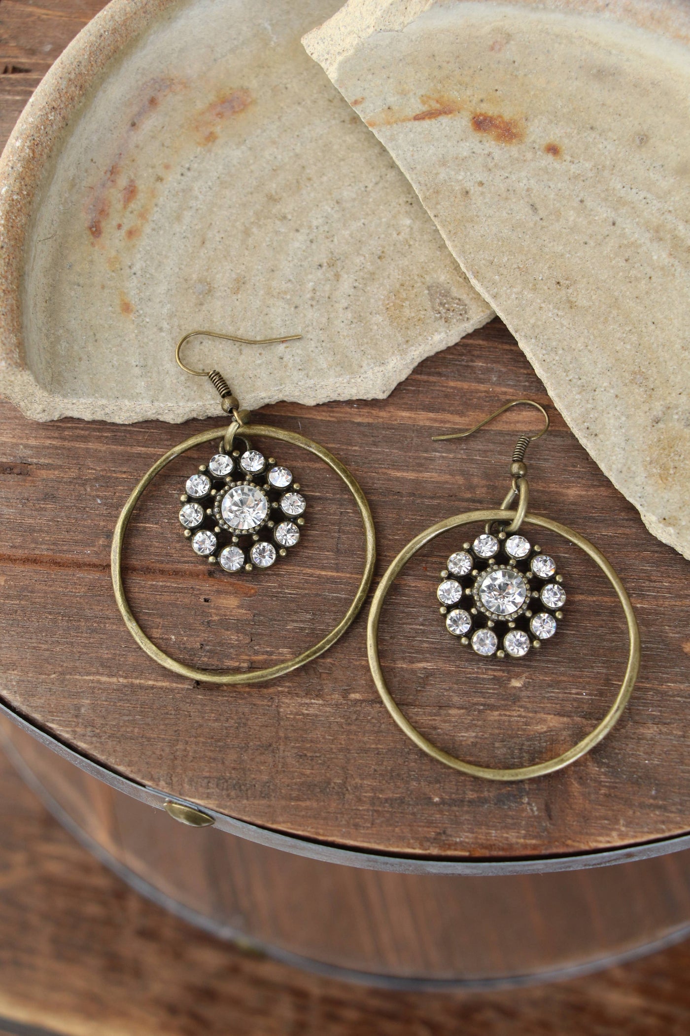 Hoop Earrings with Large Bling Drop Dangle