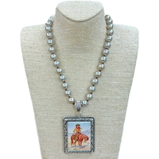 Vintage Cowgirl on Faux Navajo Pearl Necklace