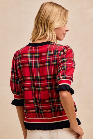 Christmas Plaid with Merry Letter Patches Top