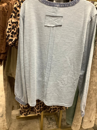 Rib Knit Casual Henley Top