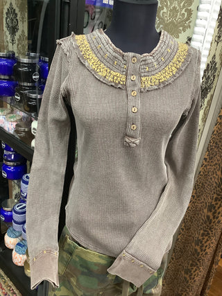 Embroidered Neck Thermal Top