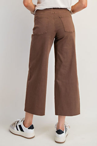 Button Front Stretch Coffee Twill Pants