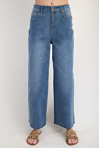 Cheetah Print Stretch Denim Pants