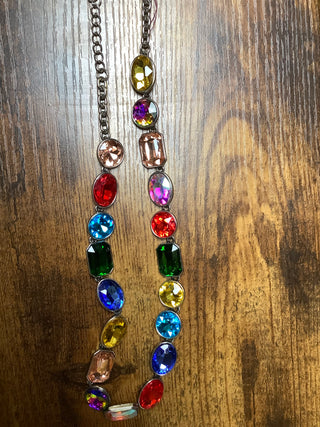 Colorful Oval Rectangle stone Necklace