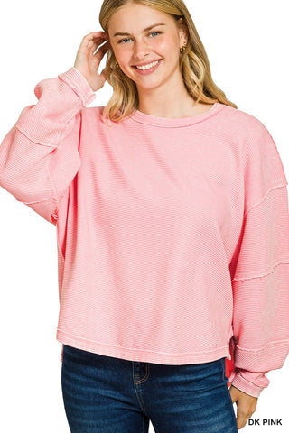 Cotton Candy Pink Acid Washed Long Sleeve