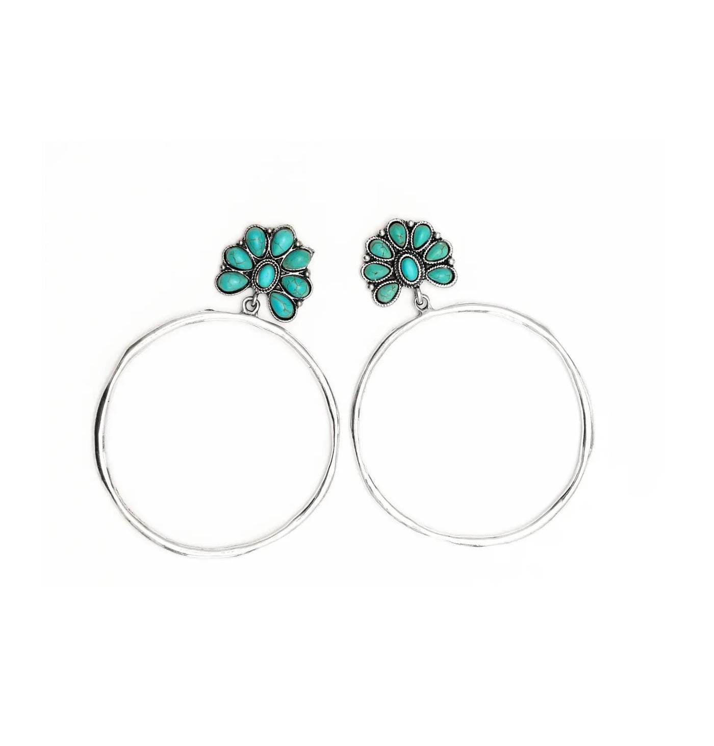 Silver Hammered Hoop Earrings