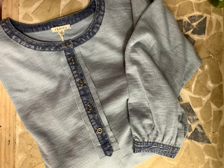 Rib Knit Casual Henley Top