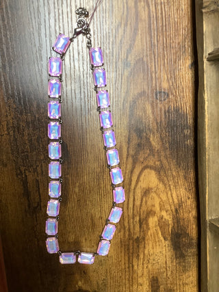 Pink Rectangle Necklace