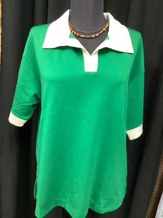 Green with white Blouse