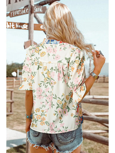 Crochet Boho Half Floral Blouse