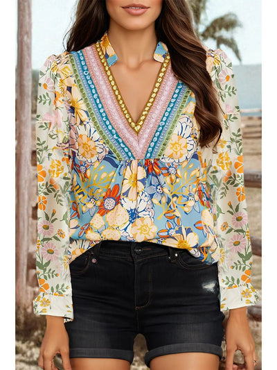 Crochet Boho Half Floral Blouse